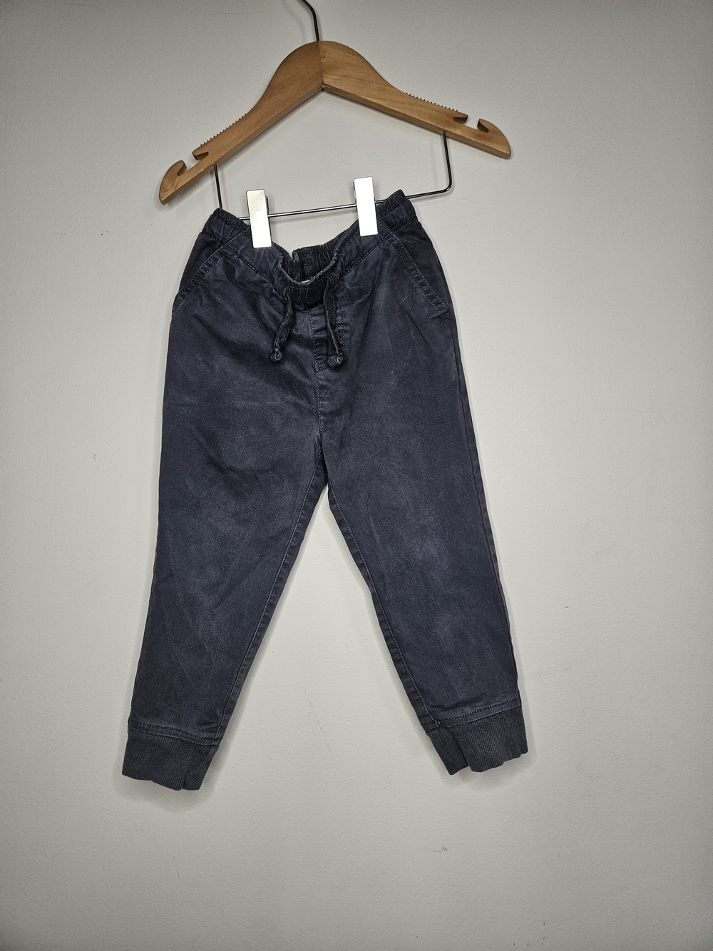 Gap Kids Charcoal Grey Twill Jogger Pants Size 3T Toddler Elastic Waist Faded